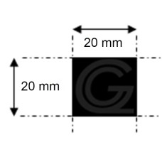 EPDM square rubber cord | 20 x 20 mm